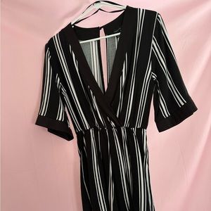 Black White romper romper striped